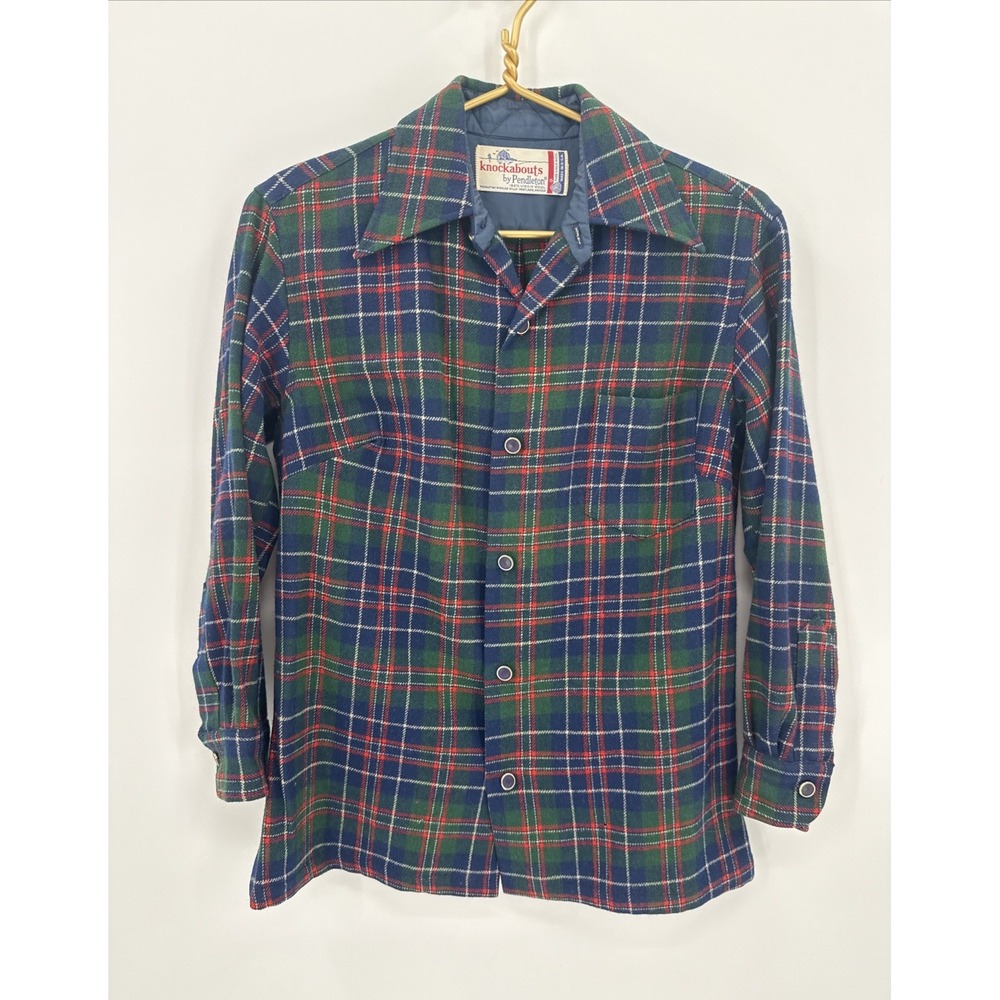 Vintage Pendleton Womens 100% Wool Tartan Plaid Shirt Size Small USA 60s 70s